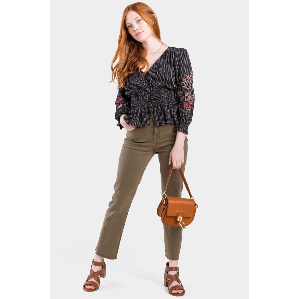 Francesacas Brinley Ruched Polka Dot Blouse new - Picture 6 of 11